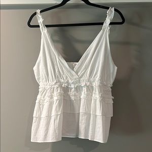 White ruffle tank top